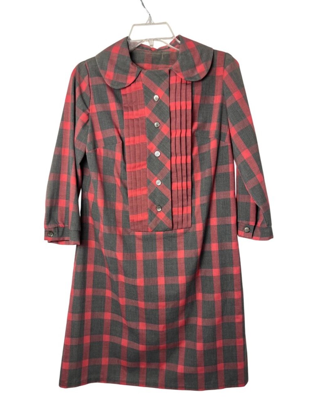 Vintage Handmade Plaid Dress Tunic Peter Pan Collar Womens S? Used